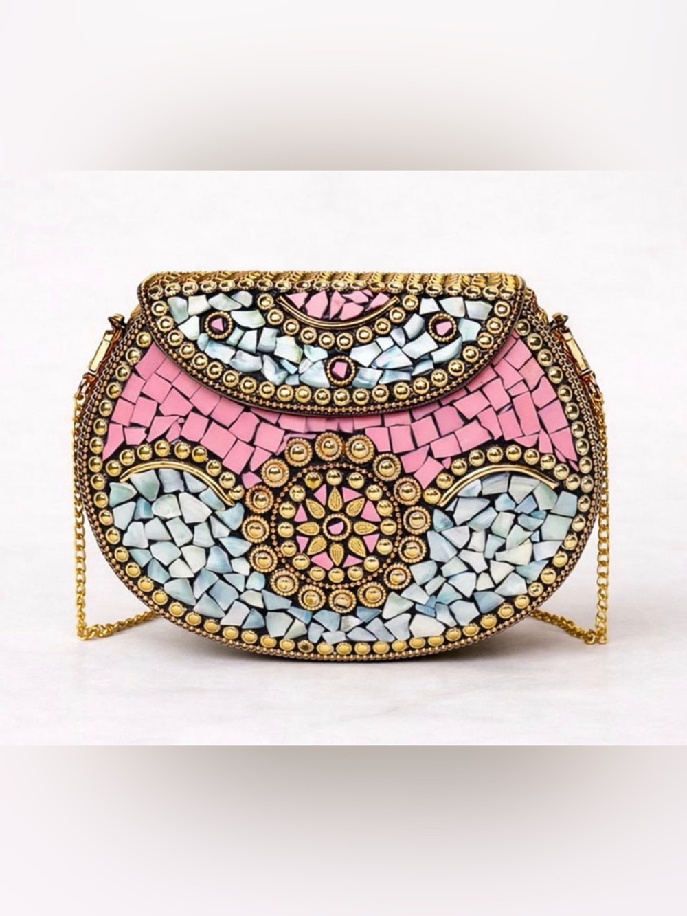 Ramla - Beverly Hills Crossbody/Clutch with Rose Gold Chain and Accent Detail